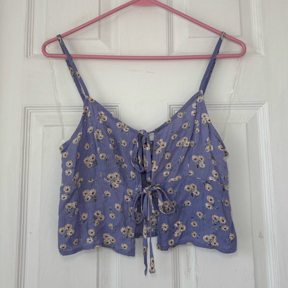 Tilly’s Purple Floral Front Tie Tank Top